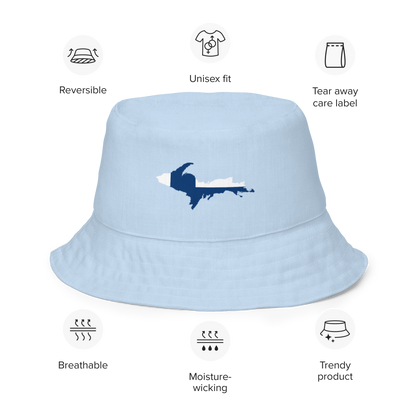 Michigan Upper Peninsula Bucket Hat (w/ UP Finland Flag) | Reversible - Light Blue