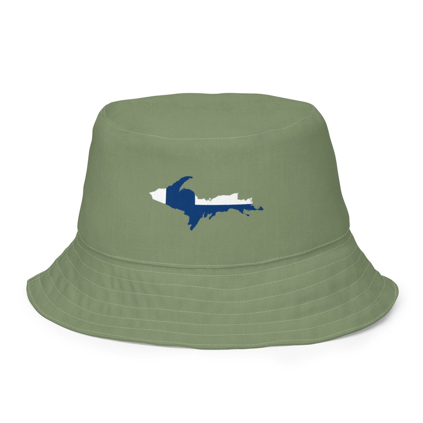 Michigan Upper Peninsula Bucket Hat (w/ UP Finland Flag) | Reversible - Camo Green