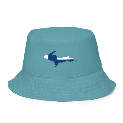 Michigan Upper Peninsula Bucket Hat (w/ UP Finland Flag) | Reversible - Lake Huron Blue