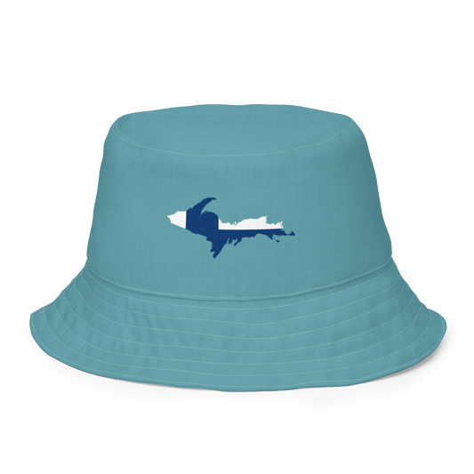 Michigan Upper Peninsula Bucket Hat (w/ UP Finland Flag) | Reversible - Lake Huron Blue