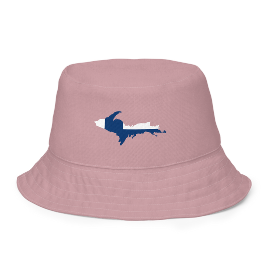 Michigan Upper Peninsula Bucket Hat (w/ UP Finland Flag) | Reversible - Cherry Blossom Pink