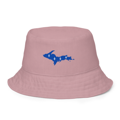 Michigan Upper Peninsula Bucket Hat (w/ UP Quebec Flag) | Reversible - Cherry Blossom Pink