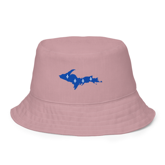 Michigan Upper Peninsula Bucket Hat (w/ UP Quebec Flag) | Reversible - Cherry Blossom Pink