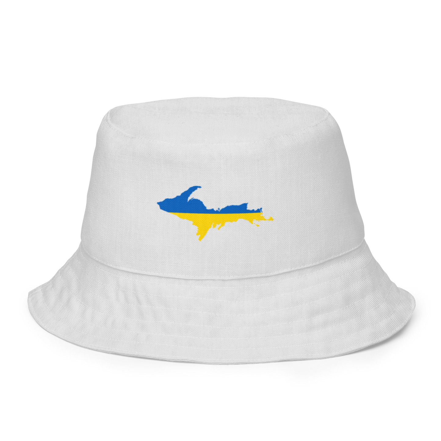 Michigan Upper Peninsula Bucket Hat (w/ UP Ukraine Flag) | Reversible - Birch Bark White