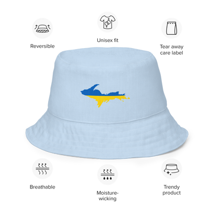 Michigan Upper Peninsula Bucket Hat (w/ UP Ukraine Flag) | Reversible - Light Blue