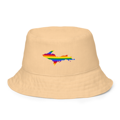 Michigan Upper Peninsula Bucket Hat (w/ UP Pride Flag) | Reversible - Pale Apricot