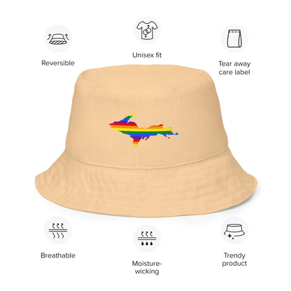 Michigan Upper Peninsula Bucket Hat (w/ UP Pride Flag) | Reversible - Pale Apricot