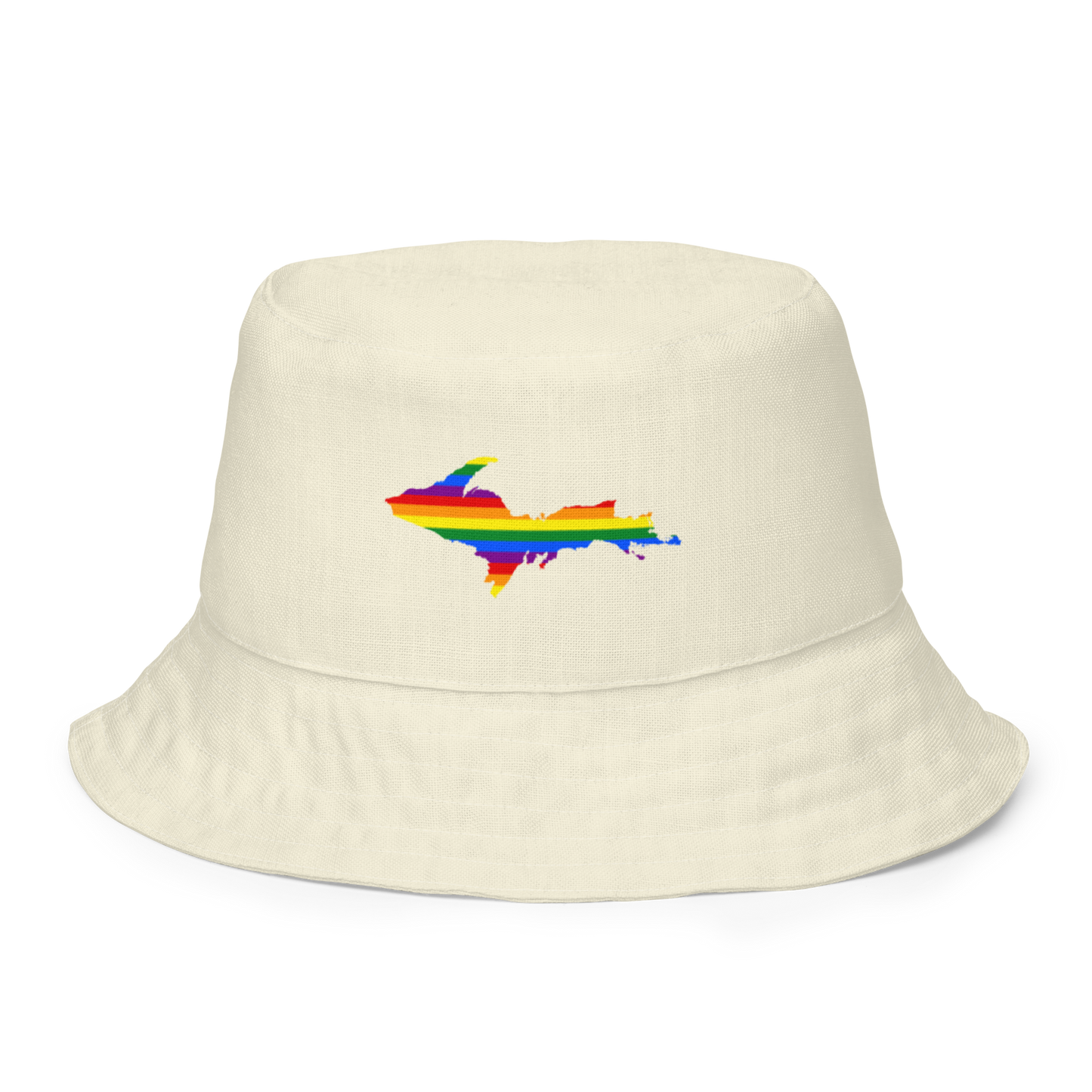 Michigan Upper Peninsula Bucket Hat (w/ UP Pride Flag) | Reversible - Ivory White