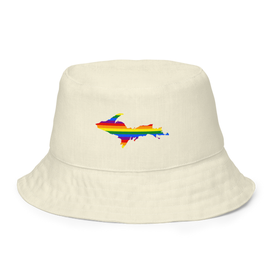 Michigan Upper Peninsula Bucket Hat (w/ UP Pride Flag) | Reversible - Ivory White