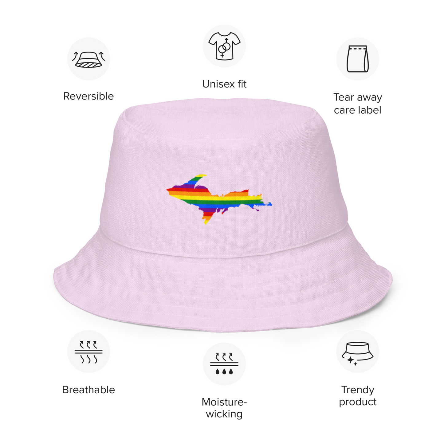 Michigan Upper Peninsula Bucket Hat (w/ UP Pride Flag) | Reversible - Pale Lavender