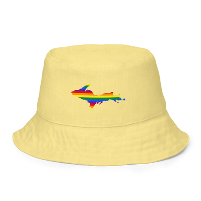 Michigan Upper Peninsula Bucket Hat (w/ UP Pride Flag) | Reversible - Cherry Yellow