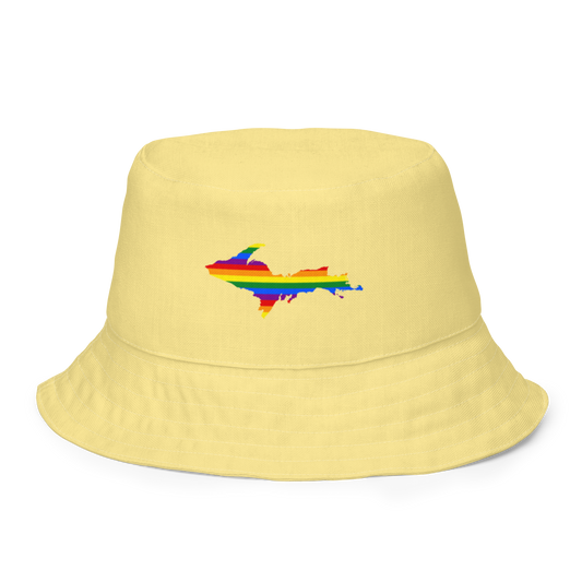 Michigan Upper Peninsula Bucket Hat (w/ UP Pride Flag) | Reversible - Cherry Yellow