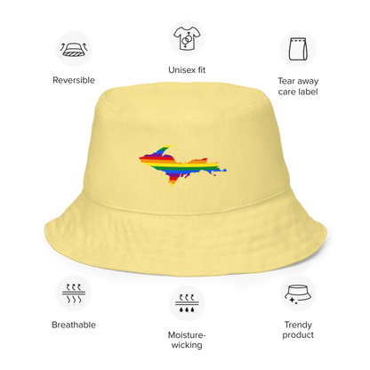 Michigan Upper Peninsula Bucket Hat (w/ UP Pride Flag) | Reversible - Cherry Yellow