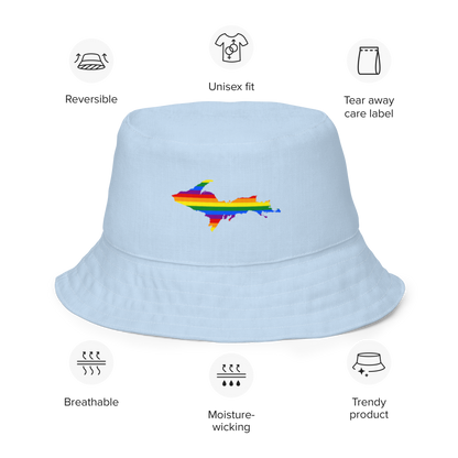 Michigan Upper Peninsula Bucket Hat (w/ UP Pride Flag) | Reversible - Light Blue