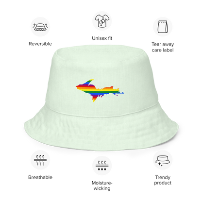 Michigan Upper Peninsula Bucket Hat (w/ UP Pride Flag) | Reversible - Dew Green