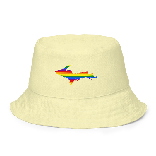 Michigan Upper Peninsula Bucket Hat (w/ UP Pride Flag) | Reversible - Canary Yellow