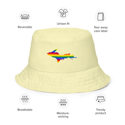 Michigan Upper Peninsula Bucket Hat (w/ UP Pride Flag) | Reversible - Canary Yellow