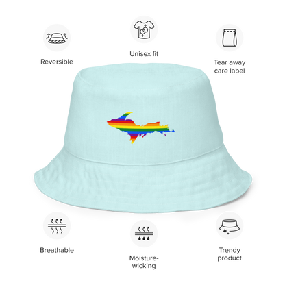 Michigan Upper Peninsula Bucket Hat (w/ UP Pride Flag) | Reversible - Cyan