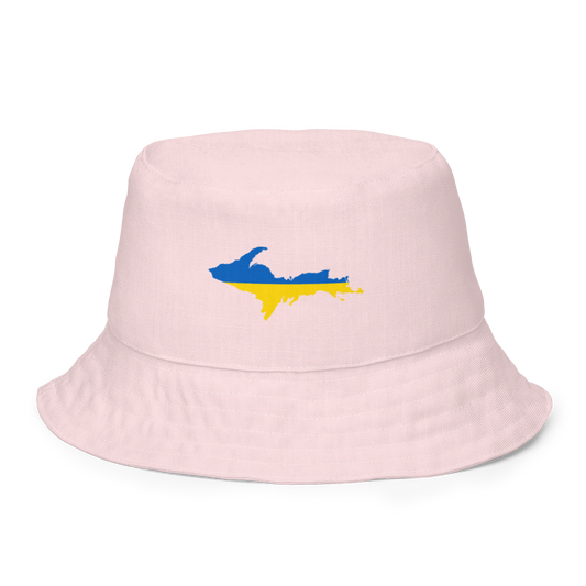 Michigan Upper Peninsula Bucket Hat (w/ UP Ukraine Flag) | Reversible - Pink