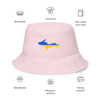 Michigan Upper Peninsula Bucket Hat (w/ UP Ukraine Flag) | Reversible - Pink