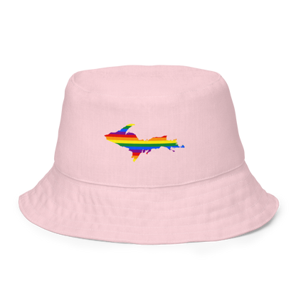 Michigan Upper Peninsula Bucket Hat (w/ UP Pride Flag) | Reversible - Pale Pink