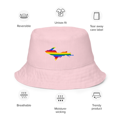 Michigan Upper Peninsula Bucket Hat (w/ UP Pride Flag) | Reversible - Pale Pink