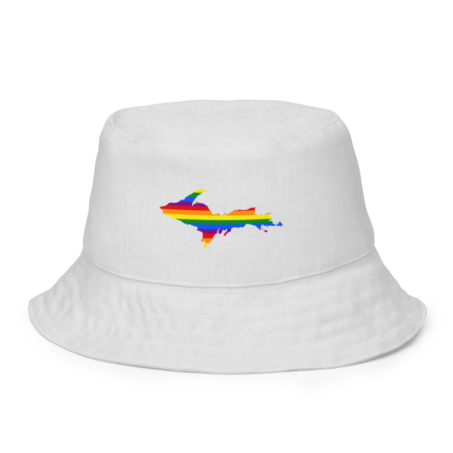 Michigan Upper Peninsula Bucket Hat (w/ UP Pride Flag) | Reversible - Birch Bark White