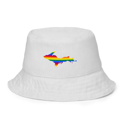 Michigan Upper Peninsula Bucket Hat (w/ UP Pride Flag) | Reversible - Birch Bark White