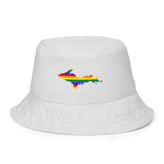 Michigan Upper Peninsula Bucket Hat (w/ UP Pride Flag) | Reversible - Birch Bark White