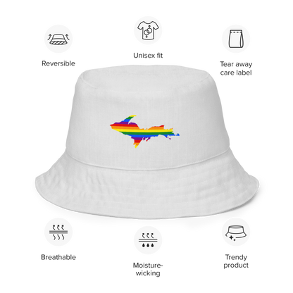 Michigan Upper Peninsula Bucket Hat (w/ UP Pride Flag) | Reversible - Birch Bark White