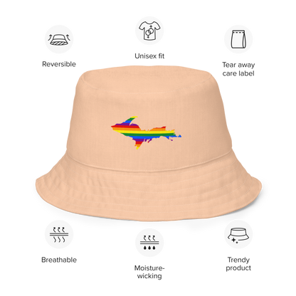 Michigan Upper Peninsula Bucket Hat (w/ UP Pride Flag) | Reversible - Peach Color