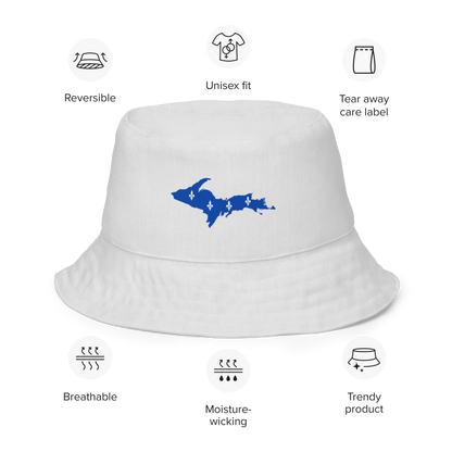 Michigan Upper Peninsula Bucket Hat (w/ UP Quebec Flag) | Reversible - Birch Bark White