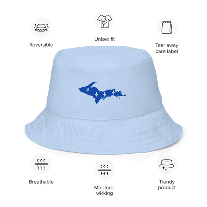 Michigan Upper Peninsula Bucket Hat (w/ UP Quebec Flag) | Reversible - Light Blue