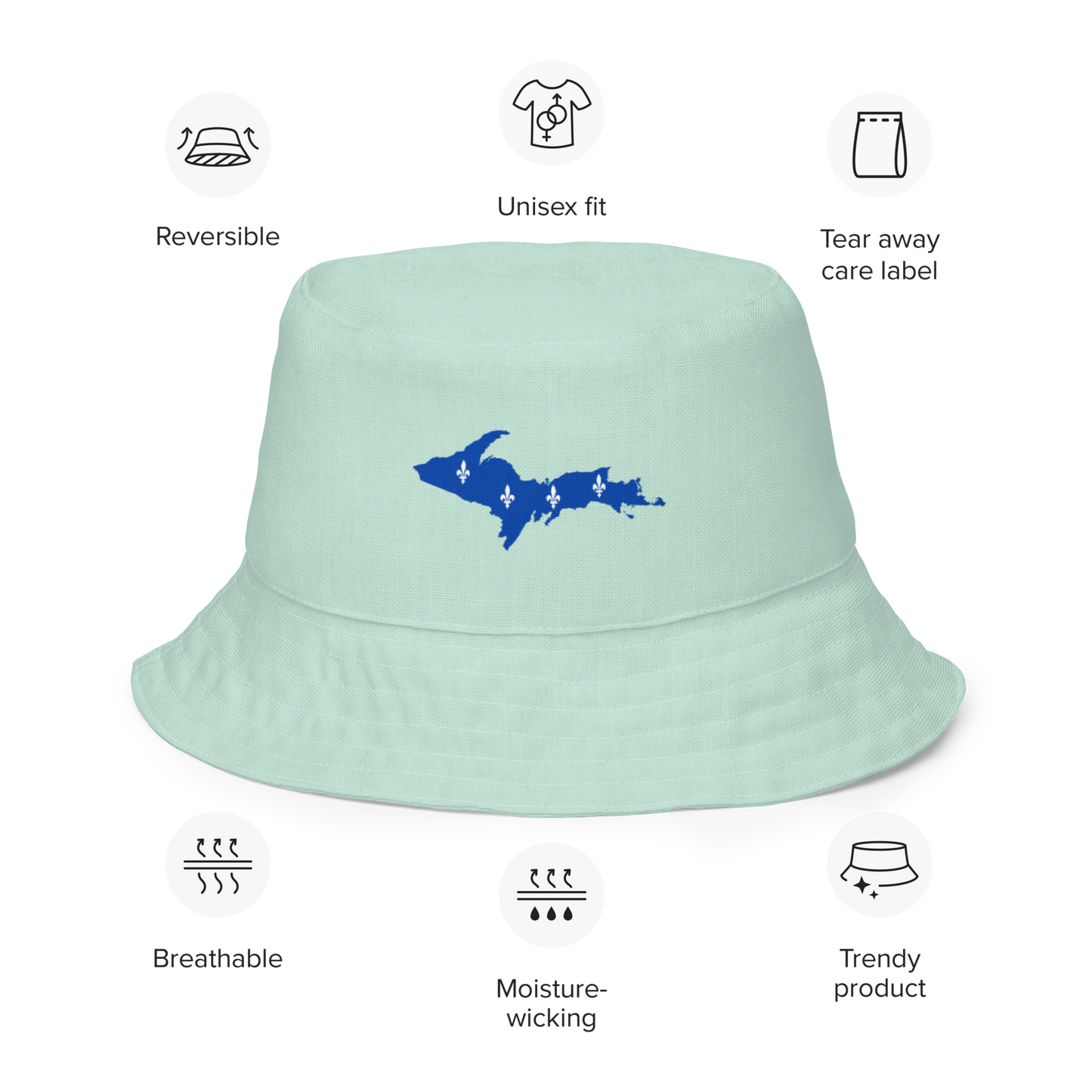 Michigan Upper Peninsula Bucket Hat (w/ UP Quebec Flag) | Reversible - Sea Green