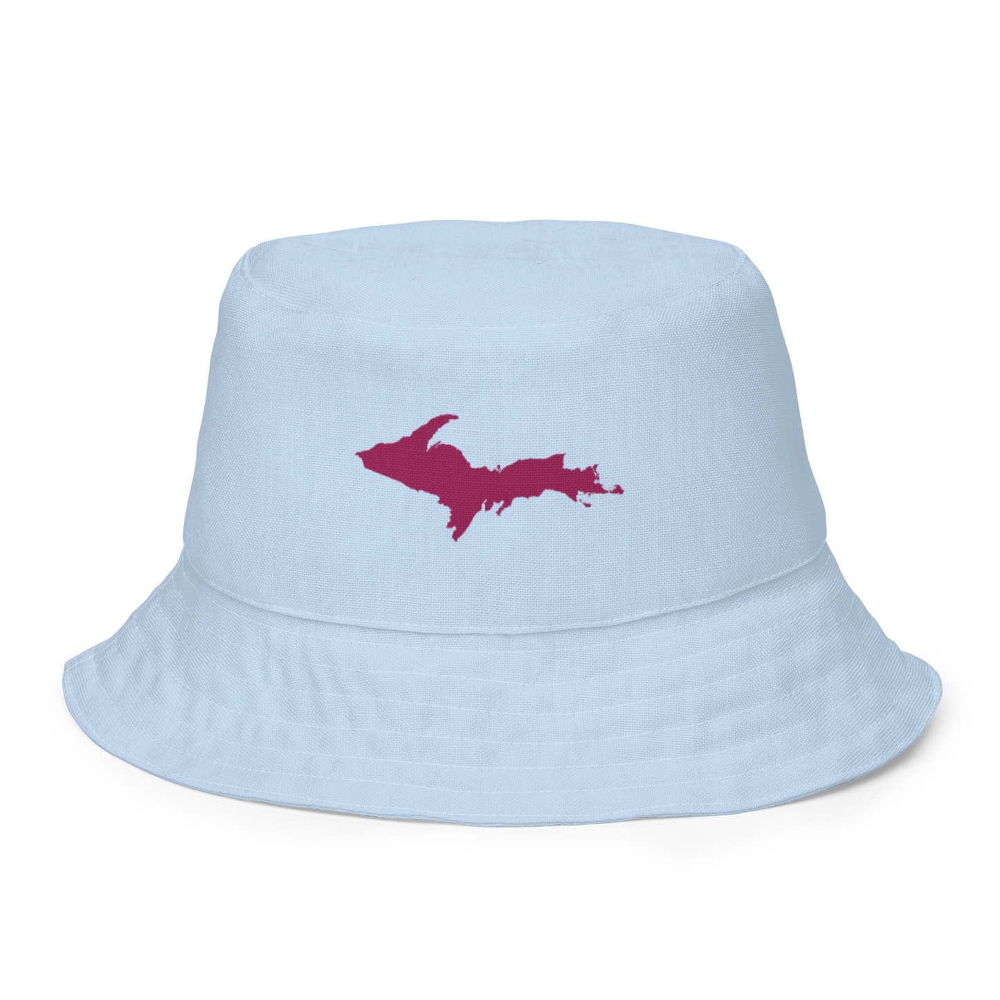 Michigan Upper Peninsula Bucket Hat (w/ Ruby Red UP Outline) | Reversible - Light Blue