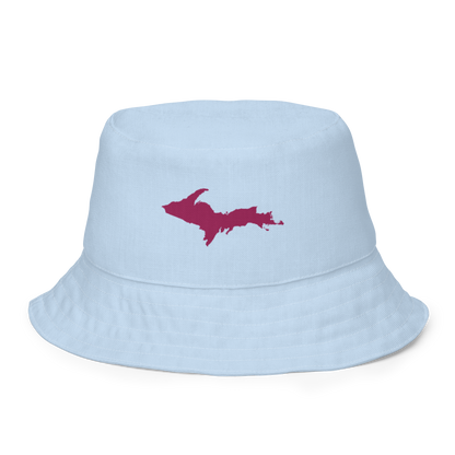 Michigan Upper Peninsula Bucket Hat (w/ Ruby Red UP Outline) | Reversible - Light Blue