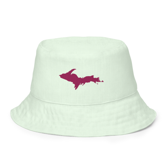 Michigan Upper Peninsula Bucket Hat (w/ Ruby Red UP Outline) | Reversible - Dew Green