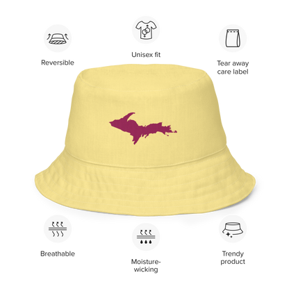 Michigan Upper Peninsula Bucket Hat (w/ Ruby Red UP Outline) | Reversible - Cherry Yellow