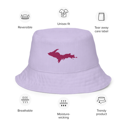 Michigan Upper Peninsula Bucket Hat (w/ Ruby Red UP Outline) | Reversible - Lavender