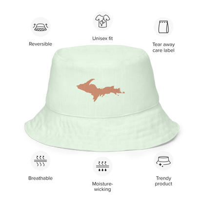 Michigan Upper Peninsula Bucket Hat (w/ Copper UP Outline) | Reversible - Dew Green