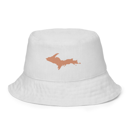 Michigan Upper Peninsula Bucket Hat (w/ Copper UP Outline) | Reversible - Birch Bark White