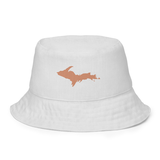 Michigan Upper Peninsula Bucket Hat (w/ Copper UP Outline) | Reversible - Birch Bark White