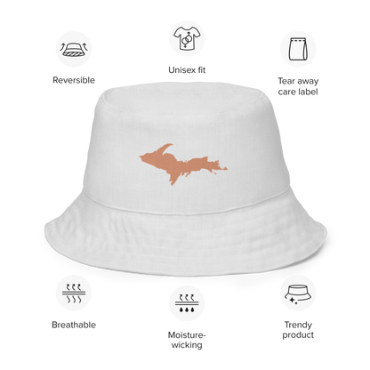 Michigan Upper Peninsula Bucket Hat (w/ Copper UP Outline) | Reversible - Birch Bark White