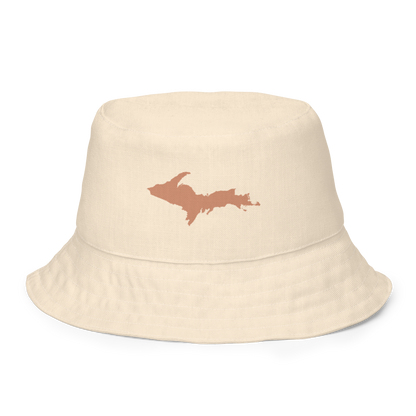 Michigan Upper Peninsula Bucket Hat (w/ Copper UP Outline) | Reversible - Champagne White