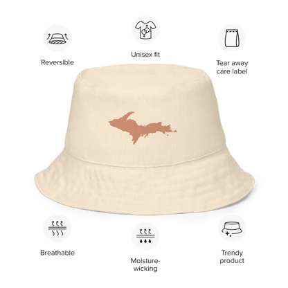 Michigan Upper Peninsula Bucket Hat (w/ Copper UP Outline) | Reversible - Champagne White