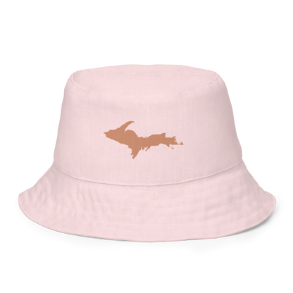 Michigan Upper Peninsula Bucket Hat (w/ Copper UP Outline) | Reversible - Pale Pink