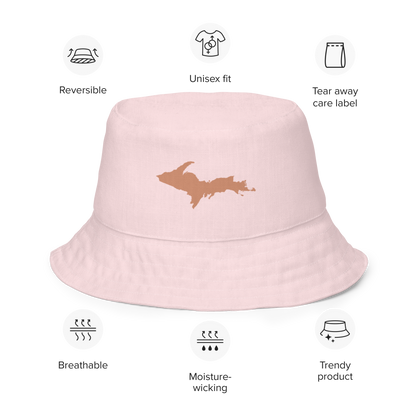 Michigan Upper Peninsula Bucket Hat (w/ Copper UP Outline) | Reversible - Pale Pink