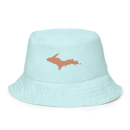 Michigan Upper Peninsula Bucket Hat (w/ Copper UP Outline) | Reversible - Cyan