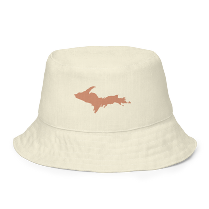 Michigan Upper Peninsula Bucket Hat (w/ Copper UP Outline) | Reversible - Ivory White