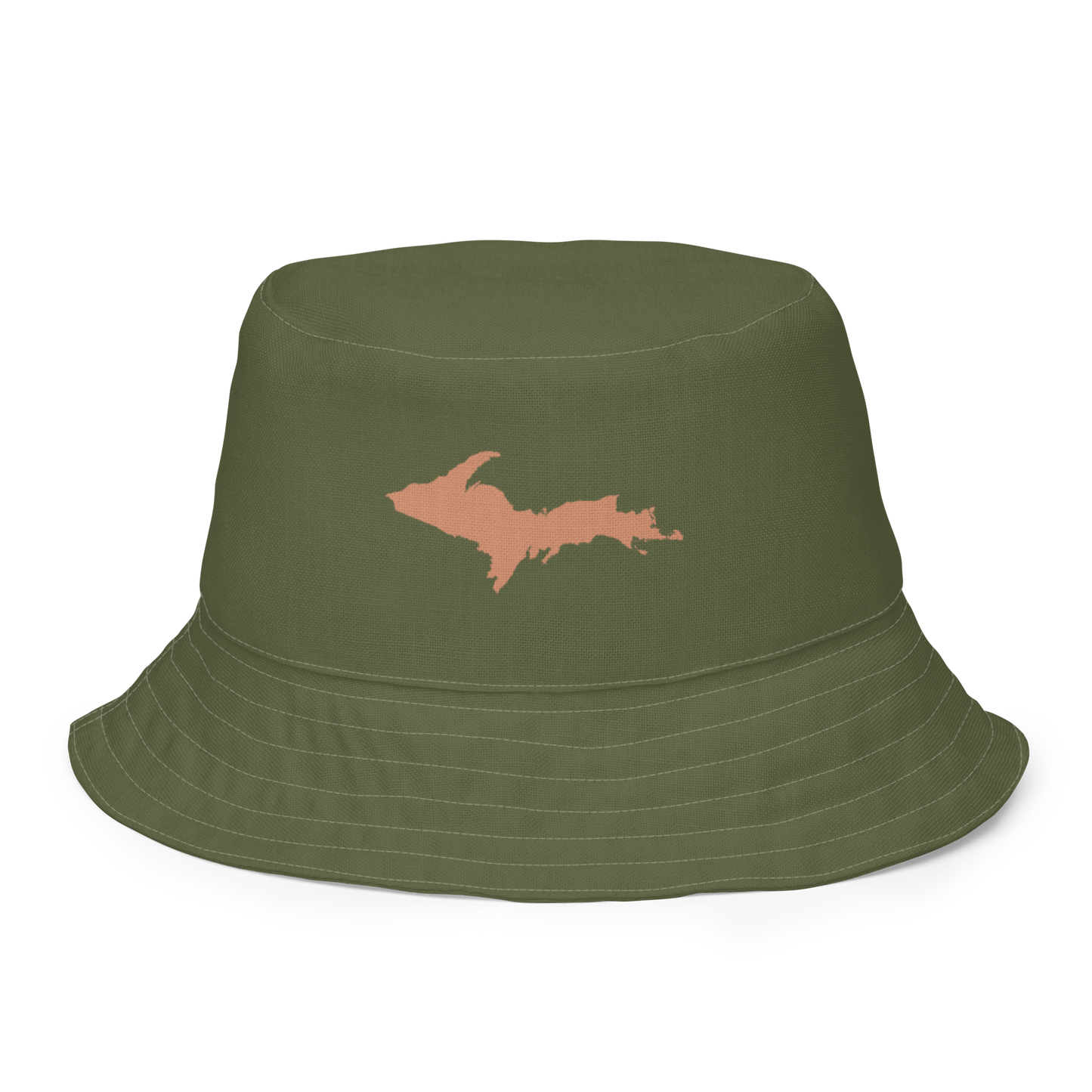 Michigan Upper Peninsula Bucket Hat (w/ Copper UP Outline) | Reversible - Army Green